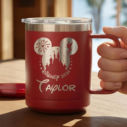 Custom Disney Water Bottle, Personalized Kids Tumbler with Name, First Family Disney Trip Laser Engraved Cup, Gift for Kids