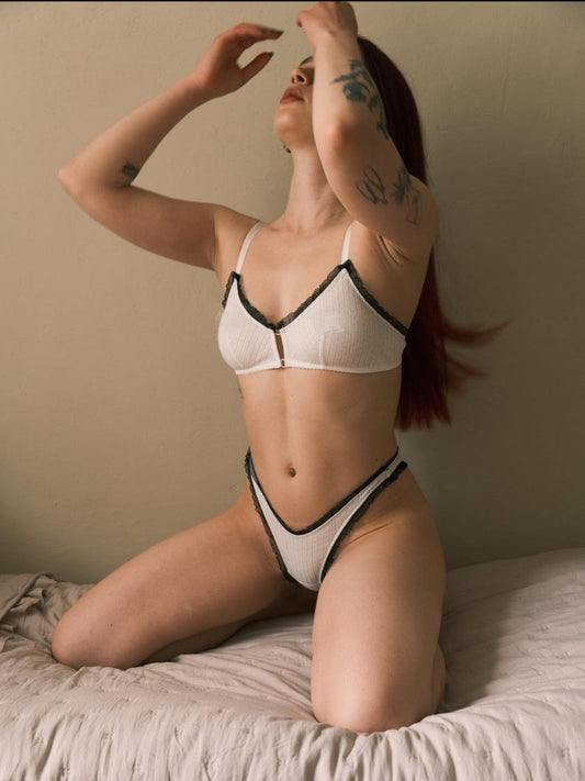 White Cotton Lingerie Set for Women, Handmade cotton set, Natural Soft Breathable Fabric, 100% Cotton underwear, Organic Cotton lingerie