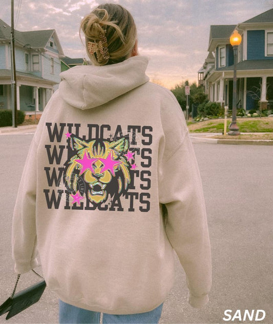 Wildcats School Spirit Hoodie, Custom School Mascot T-Shirt, Personalized Team Spirit Hoodie, Game Day Tee, Cheer Mascot Shirt, Preppy Sport