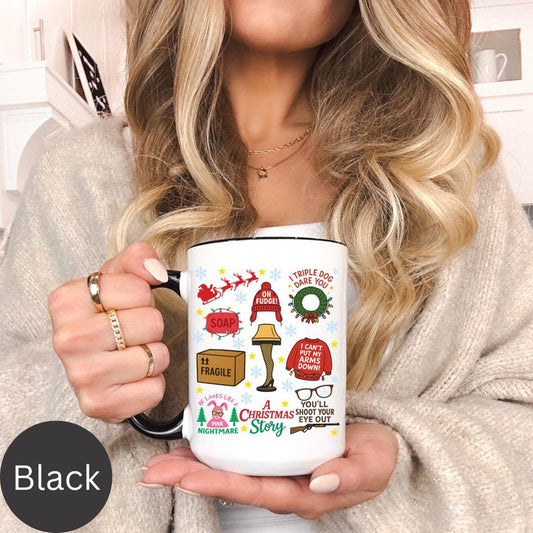 Christmas Story Coffee Mug, Xmas Movies, White Elephant Gift, Holiday Cup (11, 15oz) ,