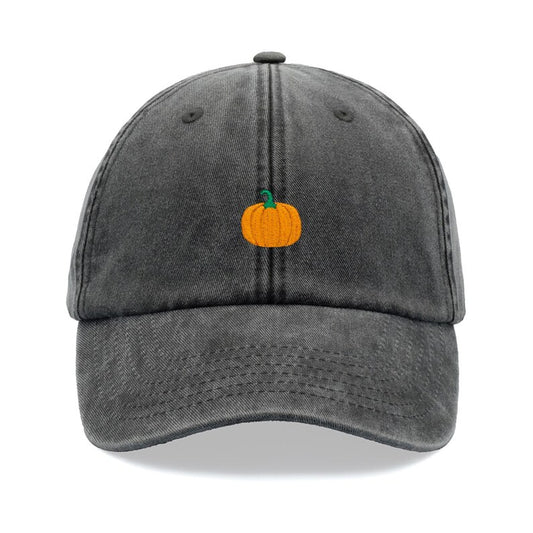 Pumpkin Baseball Cap Vintage Washed Cotton Unisex Dad Hat Adjustable Ghoul Halloween Haunted Spirit Boo Spooky Funny Joke Faded Sports Sun