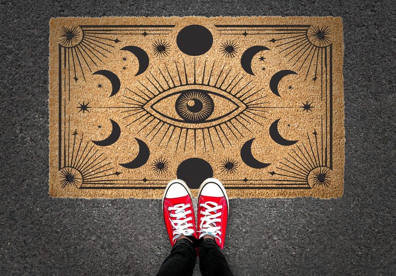 Evil Eye Coir Doormat, Mystical Home Protection, Housewarming Gift