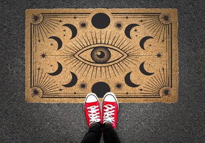 Evil Eye Coir Doormat, Mystical Home Protection, Housewarming Gift