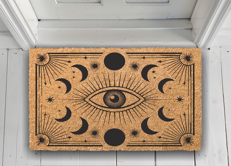 Evil Eye Coir Doormat, Mystical Home Protection, Housewarming Gift
