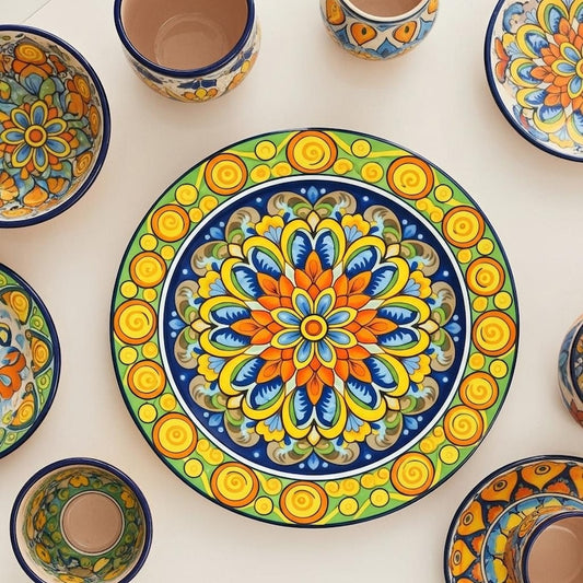 Mediterranean Mandala Ceramic Decorative Plate – Italian Majolica Art Home Decor