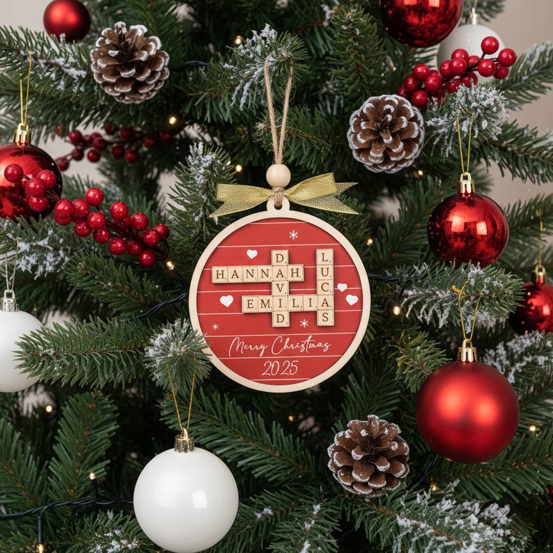 Custom Crossword Wooden Ornament, Hanging Display and Keepsake D35