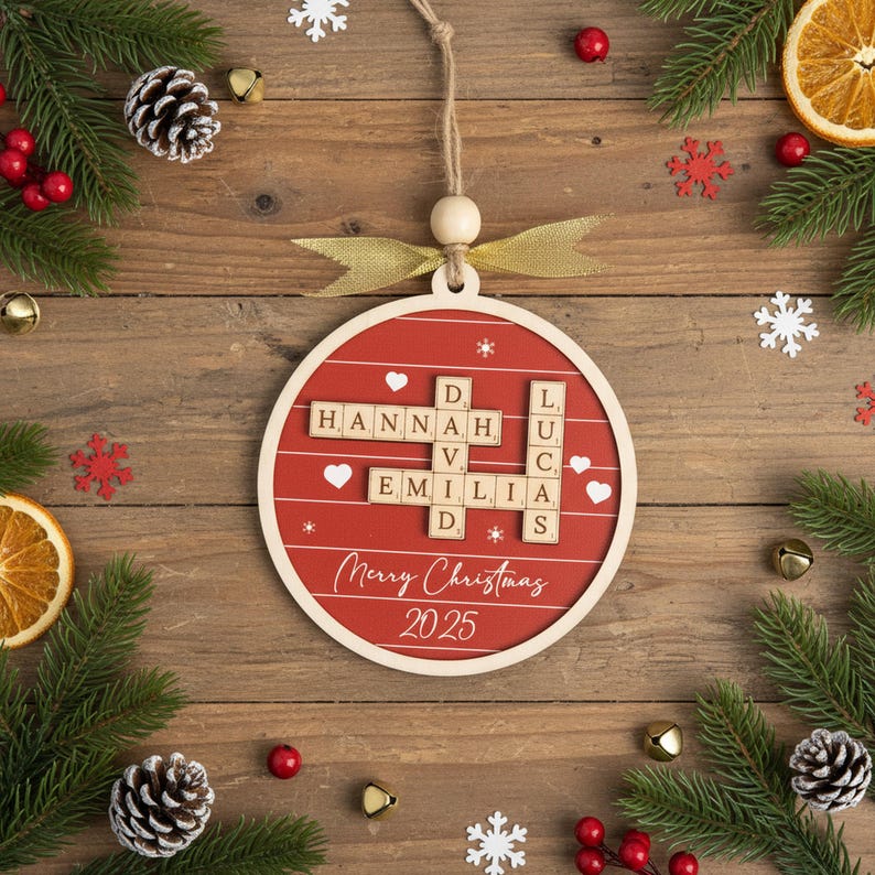 Custom Crossword Wooden Ornament, Hanging Display and Keepsake D35