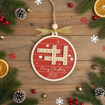 Custom Crossword Wooden Ornament, Hanging Display and Keepsake D35