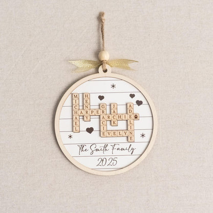 Custom Crossword Wooden Ornament, Hanging Display and Keepsake D35