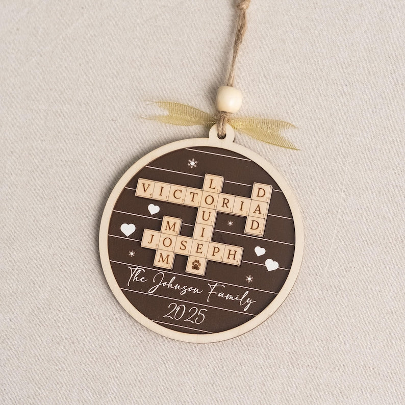Custom Crossword Wooden Ornament, Hanging Display and Keepsake D35