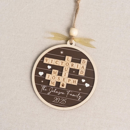 Custom Crossword Wooden Ornament, Hanging Display and Keepsake D35