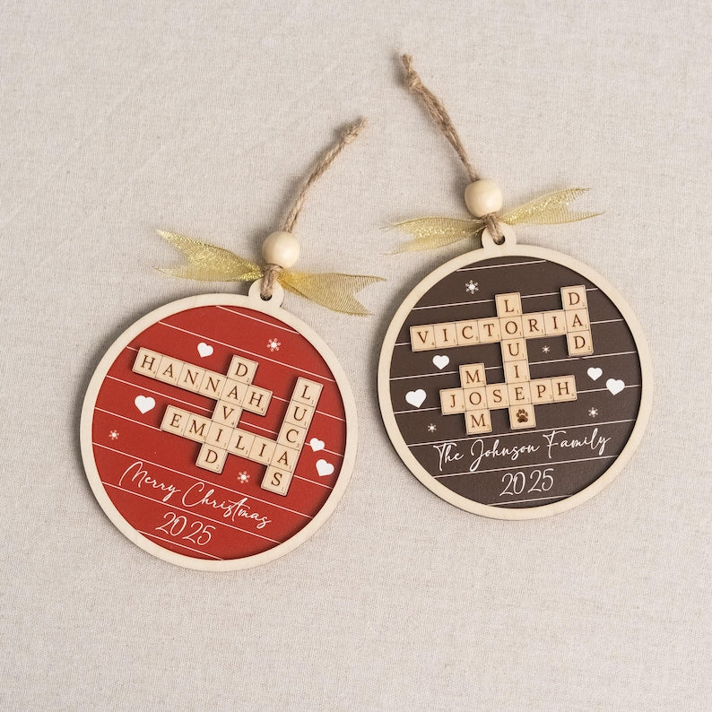 Custom Crossword Wooden Ornament, Hanging Display and Keepsake D35