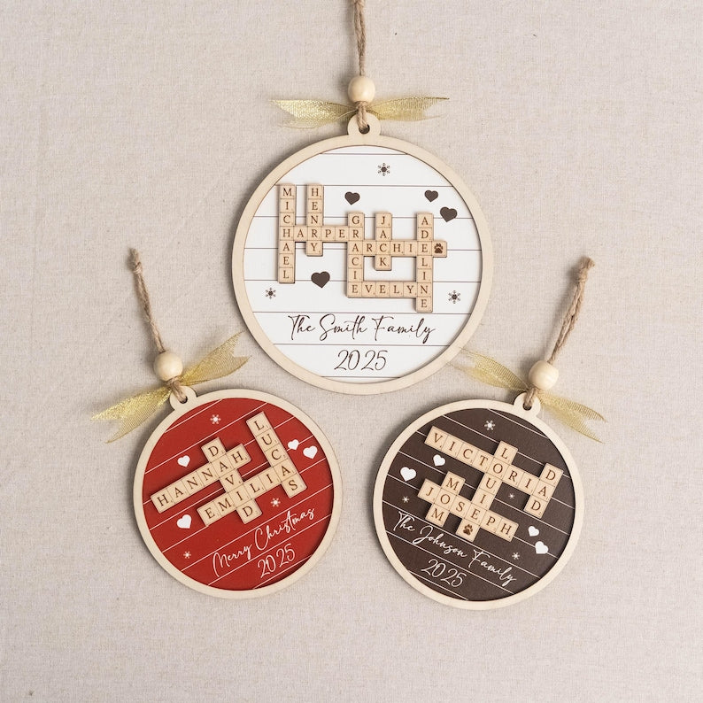 Custom Crossword Wooden Ornament, Hanging Display and Keepsake D35
