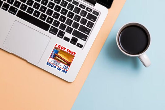 I Got That Dog In Me Sticker | Funny Hot Dog Meme Vinyl Decal | Food Humor Gift | Retro Meme Sticker for Laptop or Water Bottle