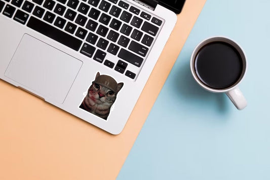 War Cat Sticker – 1000 Yard Stare Meme Cat Vinyl Decal