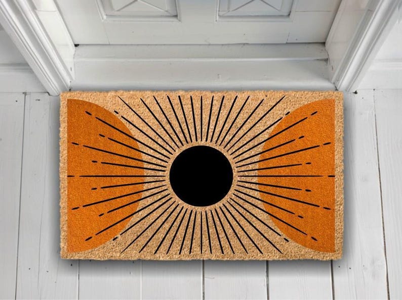 Mid Century Modern Coir Doormat, Retro Welcome Mat