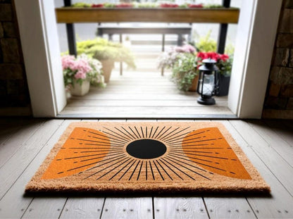 Mid Century Modern Coir Doormat, Retro Welcome Mat
