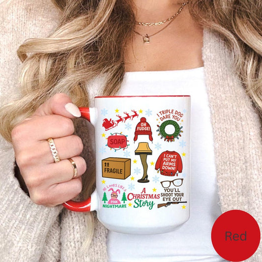 Christmas Story Coffee Mug, Xmas Movies, White Elephant Gift, Holiday Cup (11, 15oz) ,