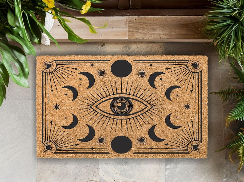 Evil Eye Coir Doormat, Mystical Home Protection, Housewarming Gift