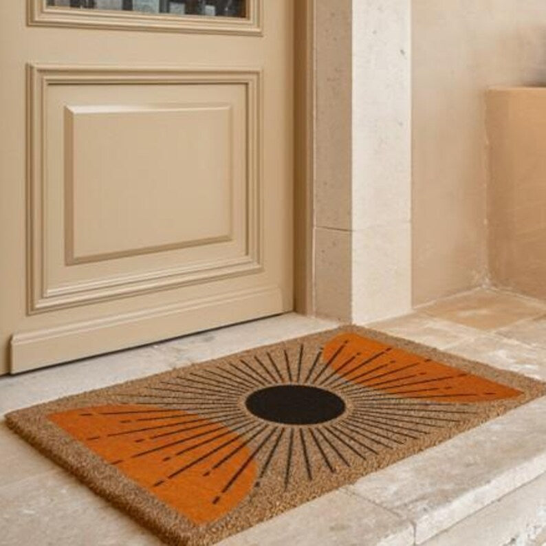 Mid Century Modern Coir Doormat, Retro Welcome Mat
