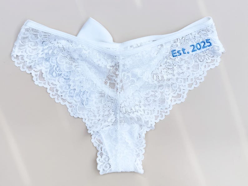Custom Lace Underwear, Women's Lace Underwear, Bride Underwear, New Mrs Underwear, Honey Moon Outfit, Bridal Shower Gift Set, Gift for Bride