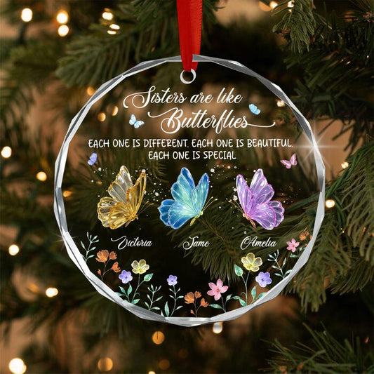 Custom Sisters Butterfly Ornament, Personalized Friendship Christmas Gift