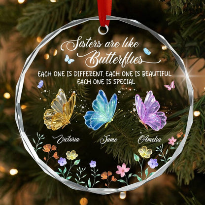 Custom Sisters Butterfly Ornament, Personalized Friendship Christmas Gift