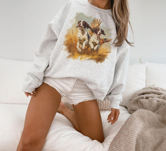 Retro 90's English Springer Spaniel Vintage Pheasant Hunting Unisex Sweatshirt