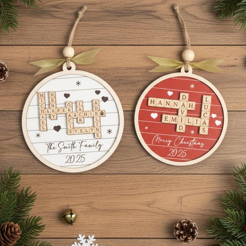 Custom Crossword Wooden Ornament, Hanging Display and Keepsake D35