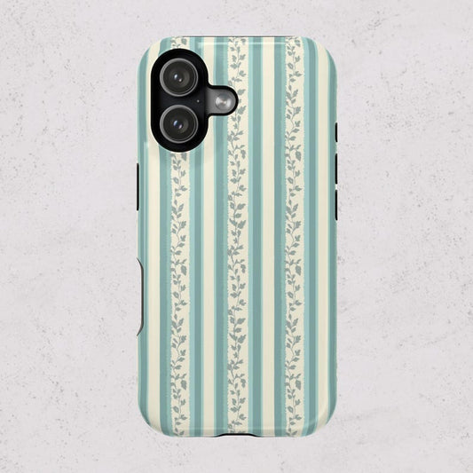 Retro Striped Magsafe iPhone Case, Aesthetic Floral Phone Accessories, Protective Phone Cover, iPhone 17 16 15 14 13 Pro Max