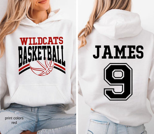 Custom Basketball Name & Number Hoodie, Personalized Game Day Mom Dad Hoodie Basketball Team Gift