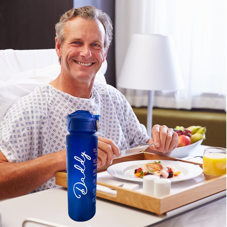 Personalised Motivational Water Bottle with Pop Up Straw and Time Markings, Leak Proof, BPA free