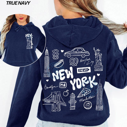 Comfort Colors® New York Hoodie, NYC Hoodie, New York City Sweatshirt, Travel Shirt, Vacation Shirt for Women, Aesthetic Oversized Hoodie