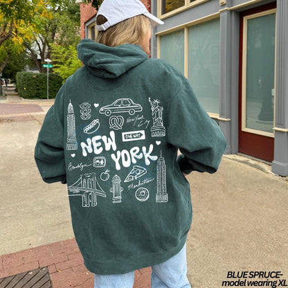 Comfort Colors® New York Hoodie, NYC Hoodie, New York City Sweatshirt, Travel Shirt, Vacation Shirt for Women, Aesthetic Oversized Hoodie