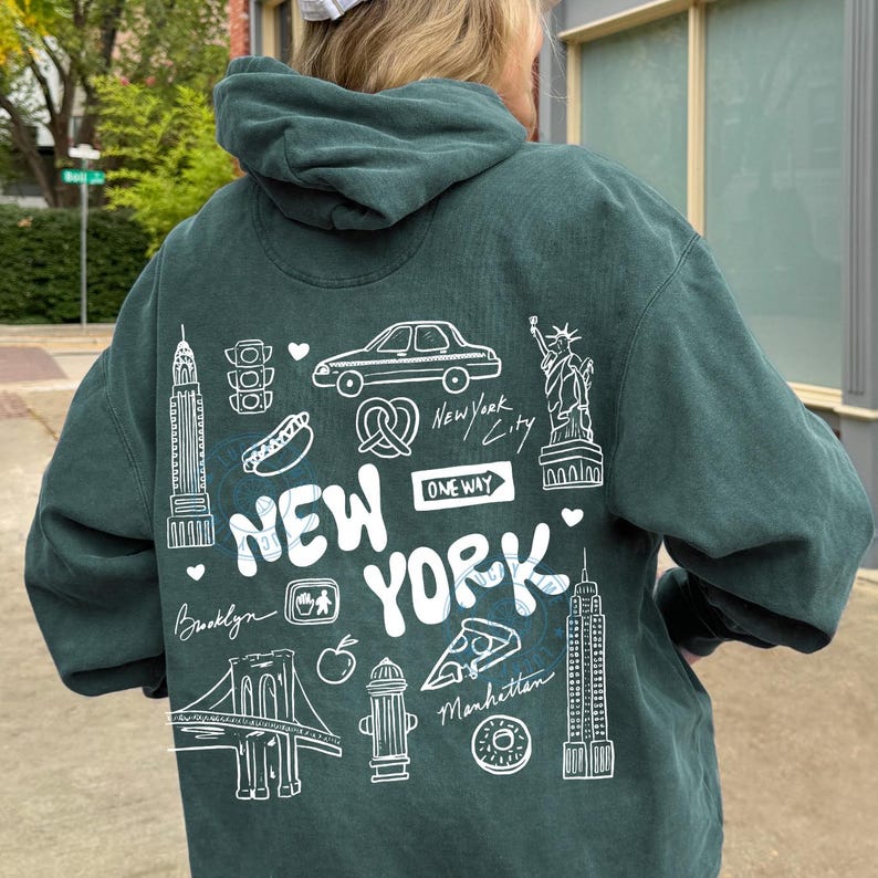 Comfort Colors® New York Hoodie, NYC Hoodie, New York City Sweatshirt, Travel Shirt, Vacation Shirt for Women, Aesthetic Oversized Hoodie