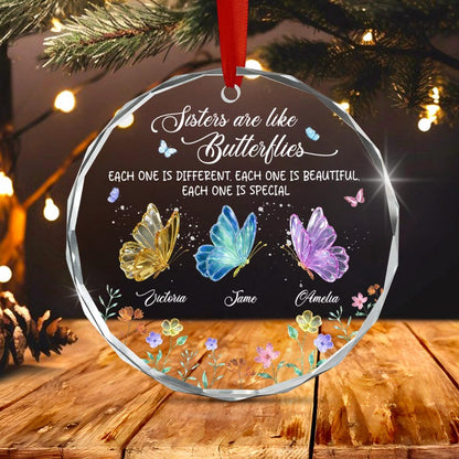 Custom Sisters Butterfly Ornament, Personalized Friendship Christmas Gift