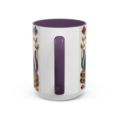 Stained Glass Style Cats Mug, Bookish Cat Art Mug, Jewel Tone Fantasy Cats Cup, Book Lover Mug 15oz