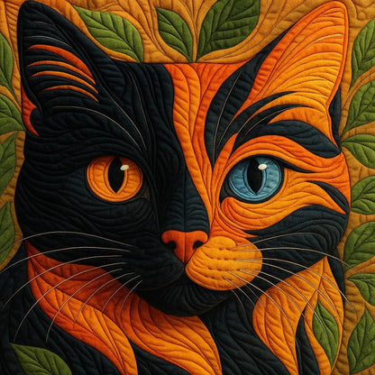 Calico Cat Art Pillow Cover, Colorful Cat Cushion Cover, Printed Finish Resembles a Quilted Style Look, Boho Cat Throw Pillow,Cat Lover Gift