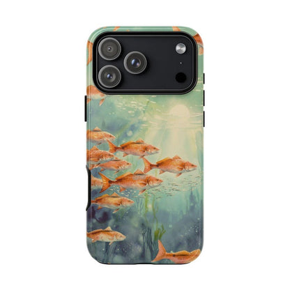 Redfish Phone Case, Tough Case iPhone 17 16 Pro Max, Fishing Phone Cover, Coastal Redfish Artwork, Fisherman Gift, Lucky Levi