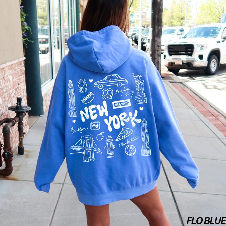 Comfort Colors® New York Hoodie, NYC Hoodie, New York City Sweatshirt, Travel Shirt, Vacation Shirt for Women, Aesthetic Oversized Hoodie