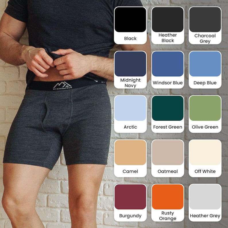 Merino Wool Boxer Shorts for Men, mens trunk underwear, mens boxer shorts merino underwear