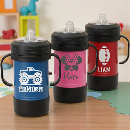 Personalized Toddler Water Bottle, Custom Engraved Sippy Cup, Personalised Tumbler Gift for Kids Baby