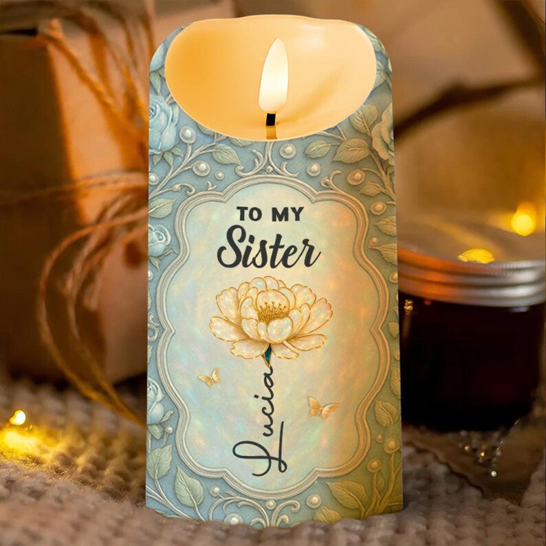 Personalized To My Sister Led Candle, Little Sister Gift, Sisters Candle, Battery Candles, Soul Sister Gift,Flameless Candle,Big Sister Gift