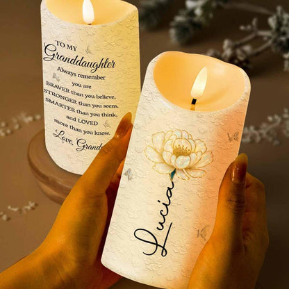 Personalized Always Remember You Are Braver Than You Believe LED Candle,Gift Granddaughters,Granddaughter Candle,Birthday Gift Granddaughter