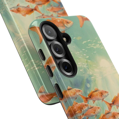Redfish Phone Case, Tough Case iPhone 17 16 Pro Max, Fishing Phone Cover, Coastal Redfish Artwork, Fisherman Gift, Lucky Levi