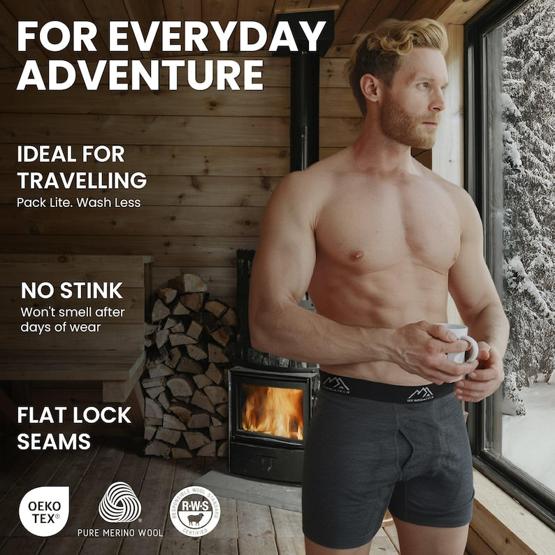 Merino underwear Boxer shorts for Men, mens boxer briefs, underpants, organic wear trunk underwear