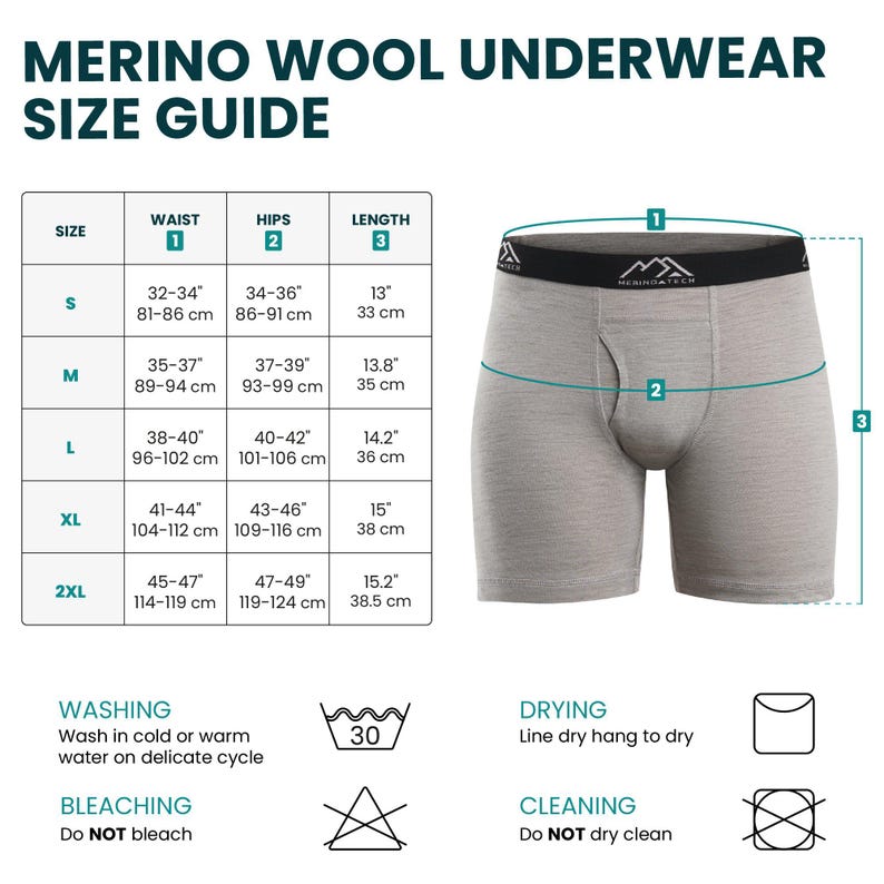 Merino Wool Boxer Shorts for Men, Boxer briefs, mens trunk underwear, undergarment, underpants, boxershorts