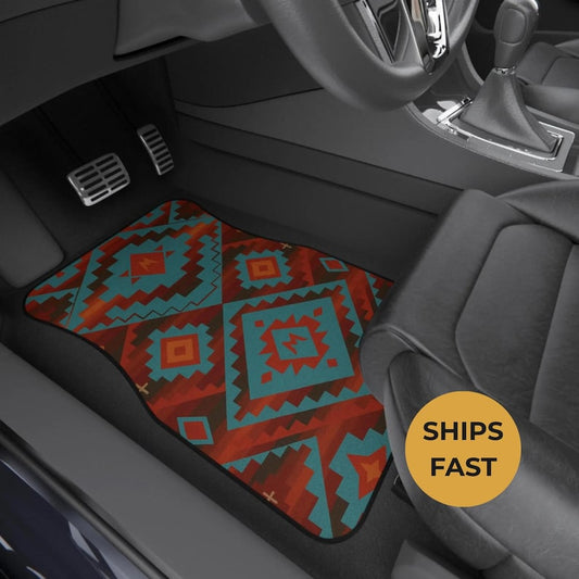 Turquoise Canyon Native Custom Design Car Floor Mats, Personalized Interior Decor, Set of 4