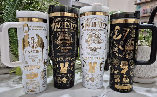 Winchester Tumbler - Supernatural Inspired - 40oz and 30oz GOLD Plated Stainless Steel Custom Engraved Tumbler