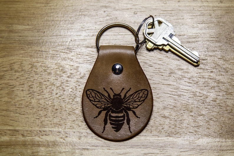 Honey Bee Leather Keychain